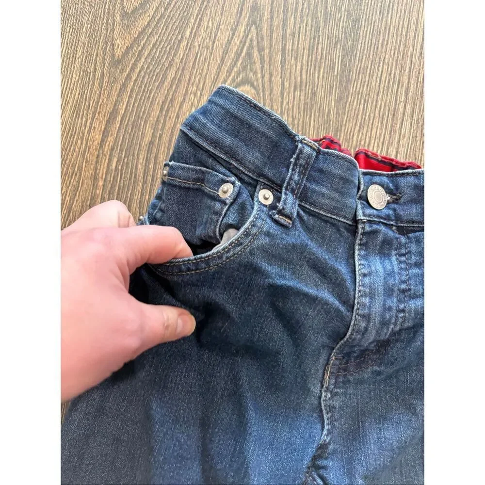 Levi's Youth Boys Straight Jeans Mid Rise Denim Cotton Blend Dark Wash Blue 14